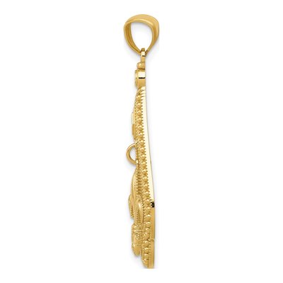 14K Yellow Gold Fleur de Lis Dangle Pendant – view 3