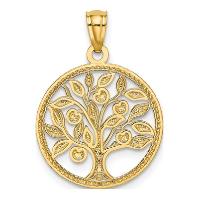 14K Yellow Gold Tree of Life Round Pendant – view 4