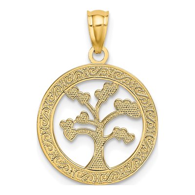 14K Yellow Gold Family Tree Heart Pendant – view 4