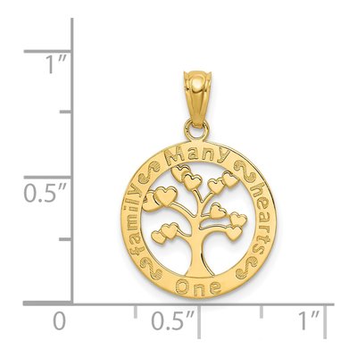 14K Yellow Gold Family Tree Heart Pendant – view 5