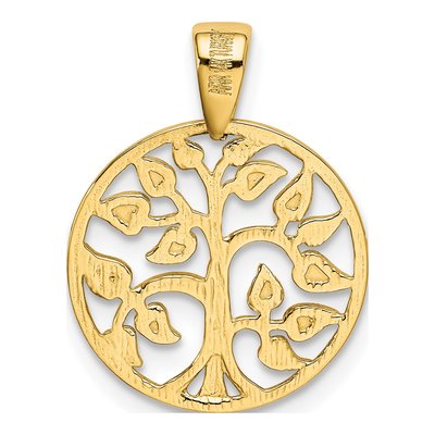 14K Yellow Gold Tree Circle Pendant – view 4