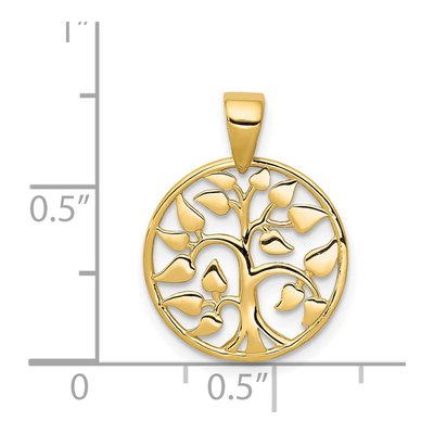 14K Yellow Gold Tree Circle Pendant – view 5