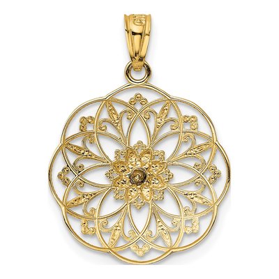 14K Two-Tone Gold Filigree Pendant – view 4