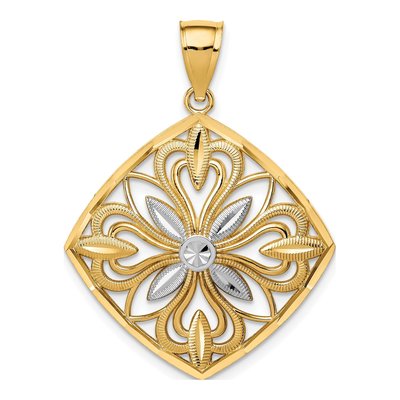 14K Yellow Gold Fancy Square Charm