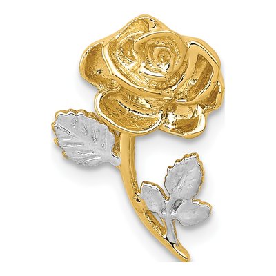 14K Yellow & White Rhodium Rose Chain Slide