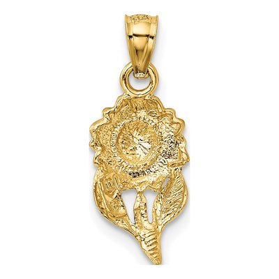 14K Yellow Gold Diamond-Cut Sunflower Pendant – view 4