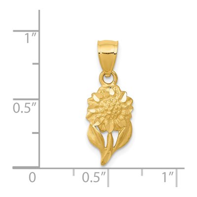 14K Yellow Gold Diamond-Cut Sunflower Pendant – view 5