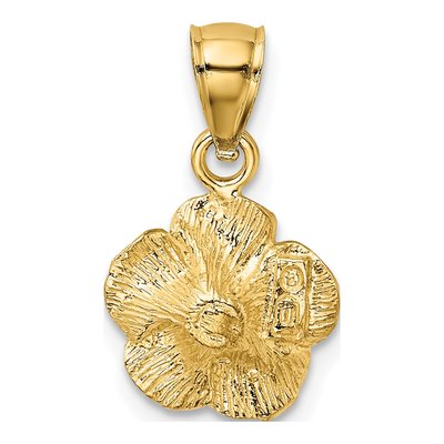 14K Yellow Gold Hibiscus Flower Pendant – view 4