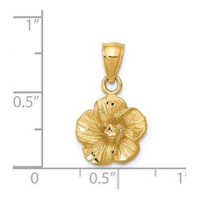 14K Yellow Gold Hibiscus Flower Pendant – view 5