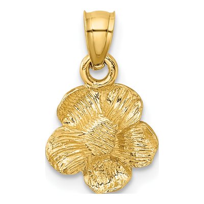 14K Yellow Gold Hibiscus Flower Pendant – view 4