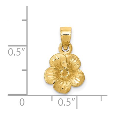 14K Yellow Gold Hibiscus Flower Pendant – view 5
