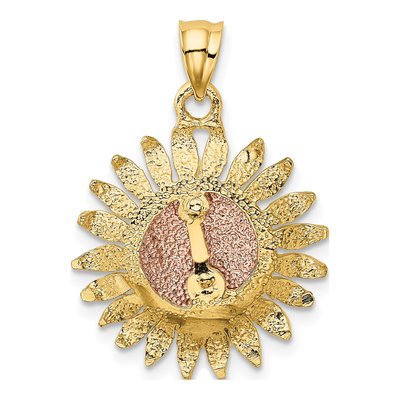 14K Two-Tone Gold Sunflower Pendant – view 4