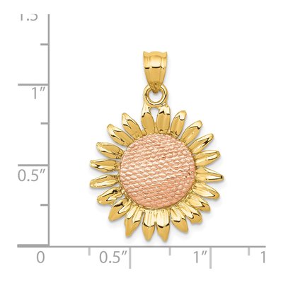 14K Two-Tone Gold Sunflower Pendant – view 5