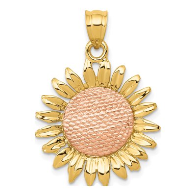 14K Two-Tone Gold Sunflower Pendant