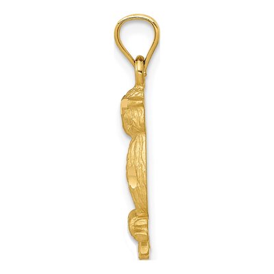 14K Yellow Gold Diamond-Cut Owl Pendant – view 3