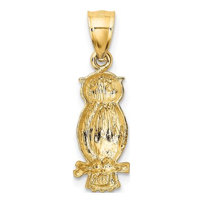 14K Yellow Gold Diamond-Cut Owl Pendant – view 4