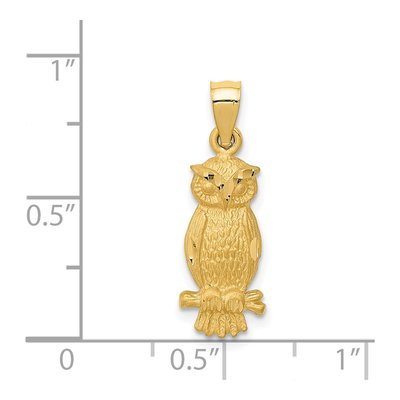 14K Yellow Gold Diamond-Cut Owl Pendant – view 5