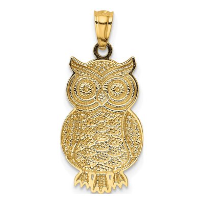 14K Yellow Gold Textured Owl Pendant – view 4