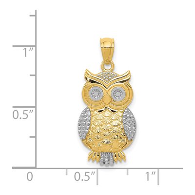 14K Yellow Gold Textured Owl Pendant – view 5