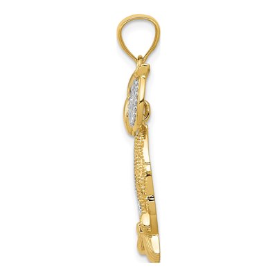 14K Yellow Gold Diamond-Cut Owl Pendant – view 3