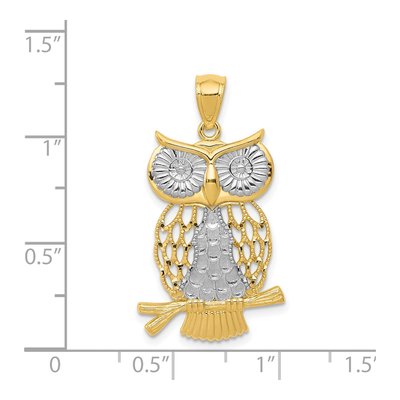 14K Yellow Gold Diamond-Cut Owl Pendant – view 5