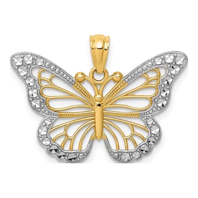 14K Yellow Gold Cut-Out Butterfly Pendant