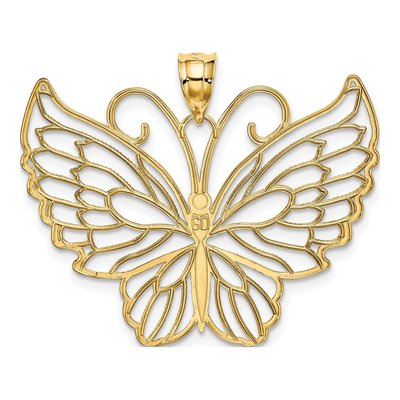14K Yellow Gold Filigree Butterfly Pendant – view 4