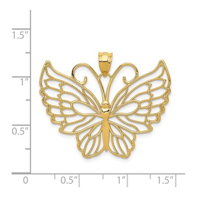 14K Yellow Gold Filigree Butterfly Pendant – view 5