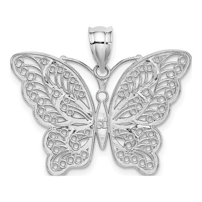 14K White Gold Filigree Butterfly Pendant – view 4