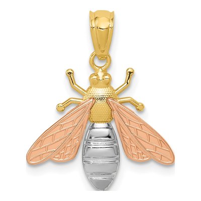 14K Two-Tone Gold Bee Pendant