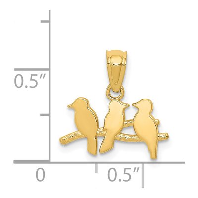 14K Yellow Gold Three Birds on Branch Pendant – view 5