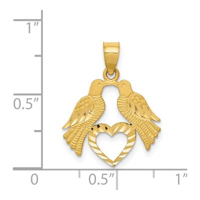 14K Yellow Gold Love Birds Heart Pendant – view 5
