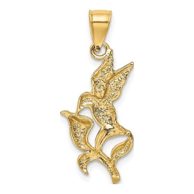 14K Yellow Gold Hummingbird Flower Pendant – view 4