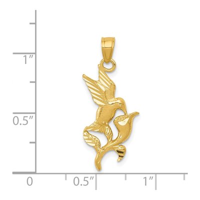14K Yellow Gold Hummingbird Flower Pendant – view 5