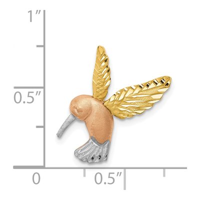 14K Two-Tone Gold Diamond-Cut Hummingbird Slide Pendant – view 4