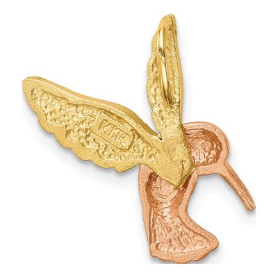 14K Two-Tone Gold Diamond-Cut Hummingbird Slide Pendant – view 5