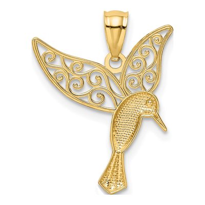14K Yellow Gold Hummingbird Pendant – view 4