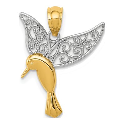 14K Yellow Gold Hummingbird Pendant