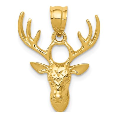 14K Yellow Gold Deer Head Pendant
