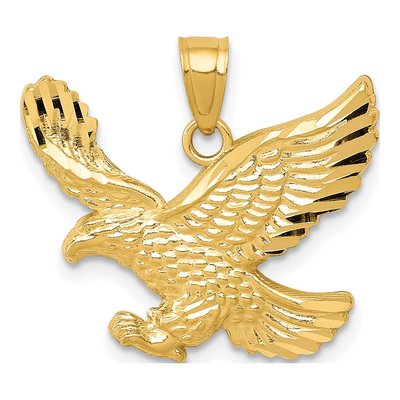 14K Yellow Gold Diamond-Cut Eagle Pendant