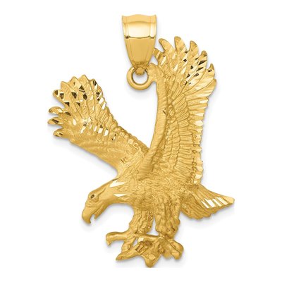 14K Yellow Gold Diamond-Cut Eagle Pendant