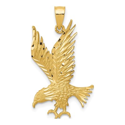 14K Yellow Gold Diamond-Cut Eagle Pendant