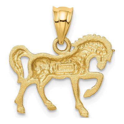 14K Yellow Gold Diamond-Cut Horse Pendant – view 4