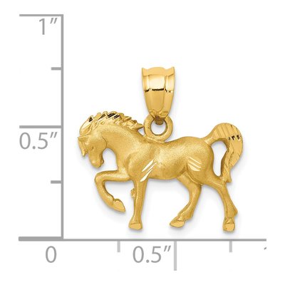 14K Yellow Gold Diamond-Cut Horse Pendant – view 5