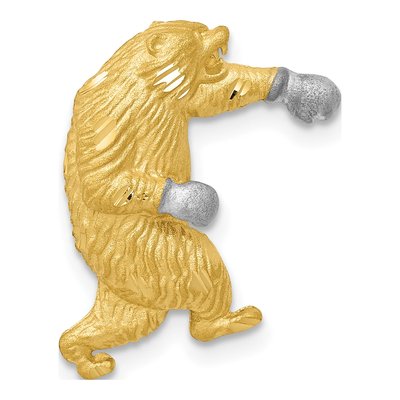 14K Yellow Gold Boxing Bear Slide Pendant