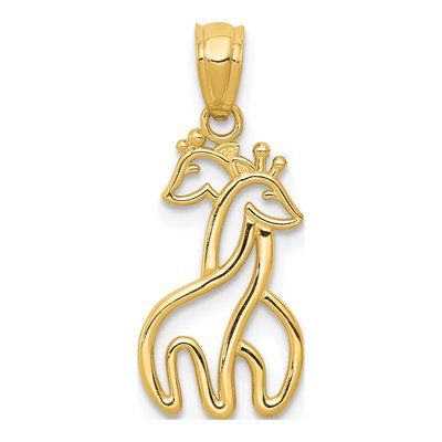 14K Yellow Gold Interlocking Giraffes Pendant