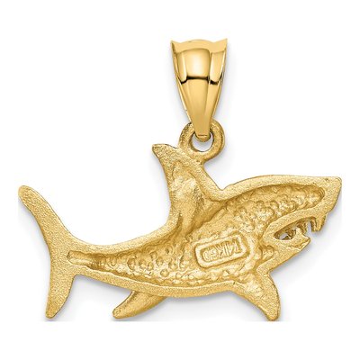 14K Yellow Gold Diamond-Cut Shark Pendant – view 4