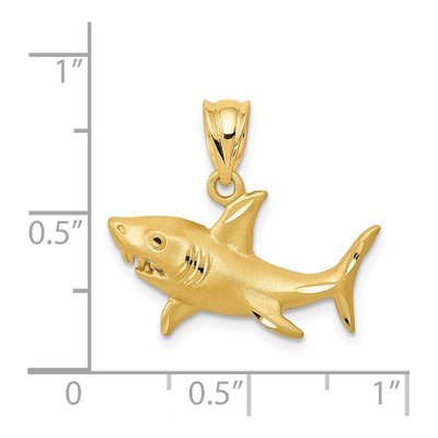 14K Yellow Gold Diamond-Cut Shark Pendant – view 5