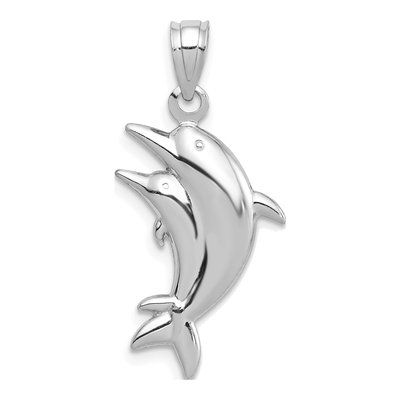 14K White Gold Dolphin Pair Pendant – view 4