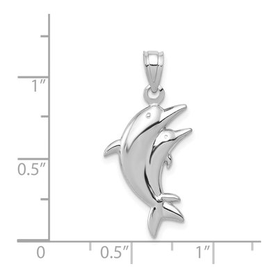 14K White Gold Dolphin Pair Pendant – view 5